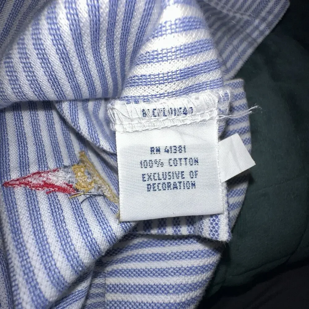 Ralph Lauren Adult Half Button Down Shirt Small (S) Blue White Pennant Preppy